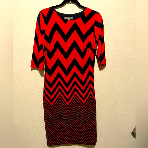 NWOT Kalijati Womens 3/4 Multicolor Herringbone Geometric Dress Size MEDIUM - Picture 1 of 7